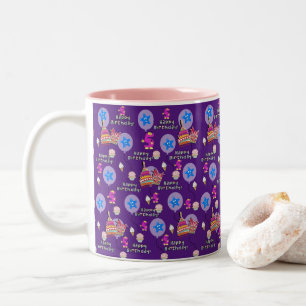 Bicolor Taza Feliz Cumpleaños 5 Globos #5 Morado