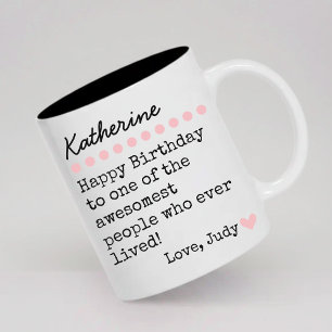 Bicolor Taza Feliz Cumpleaños con Nombre Personalizado Reg