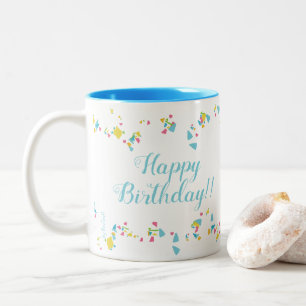 Bicolor Taza Feliz Cumpleaños Confeti Festivo