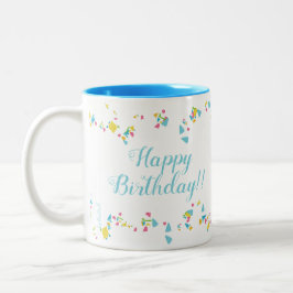 Bicolor Taza Feliz Cumpleaños Confeti Festivo