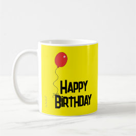 Bicolor Taza Feliz Cumpleaños Globo Rojo Amarillo