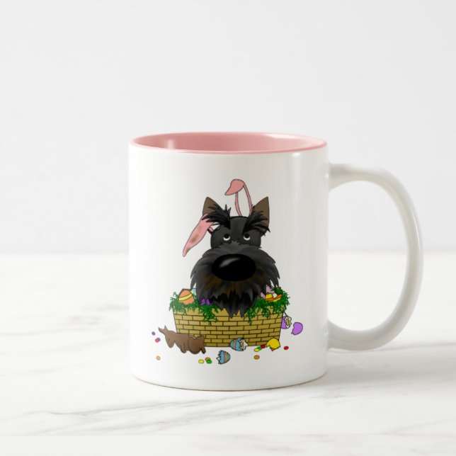 Bicolor Taza feliz de Terrier Pascua del escocés (Derecha)