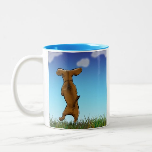 Bicolor Taza feliz del Dachshund (Izquierda)