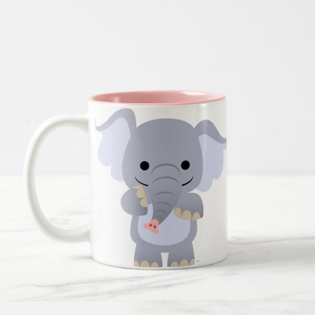 Bicolor Taza feliz del elefante del dibujo animado (Izquierda)