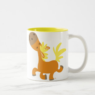 Bicolor Taza feliz del potro del dibujo animado
