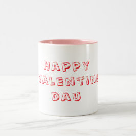 Bicolor Taza feliz día de San Valentín blanca y rosa