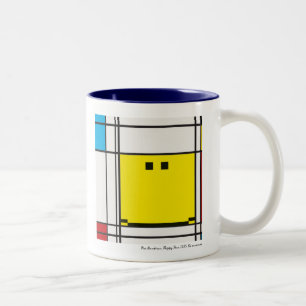 Bicolor taza feliz mondrian de la cara