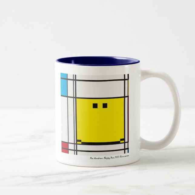 Bicolor taza feliz mondrian de la cara (Derecha)