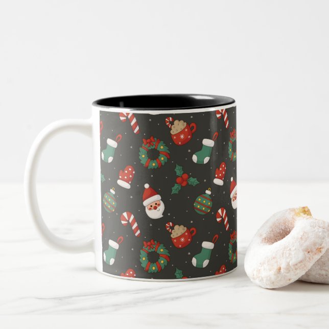 Bicolor Taza Feliz Navidad (Con donut)