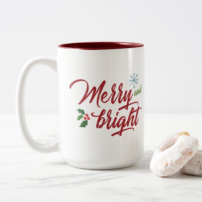 Bicolor Taza feliz y brillante (Con donut)