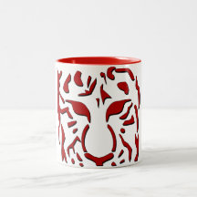 Taza feroz del tigre en rojo