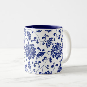 Bicolor Taza floral azul