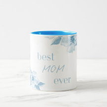 Taza floral azul de la mejor mamá del mundo