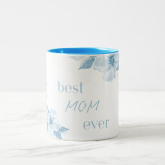 Bicolor Taza floral azul de la mejor mamá del mundo