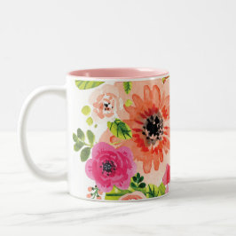 Bicolor Taza floral colorida del estilo hermoso el | de