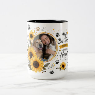 Bicolor Taza Floral de Girasoles con Foto Personalizada de