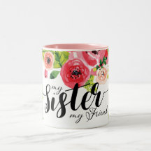 Taza floral de la hermana de la acuarela colorida