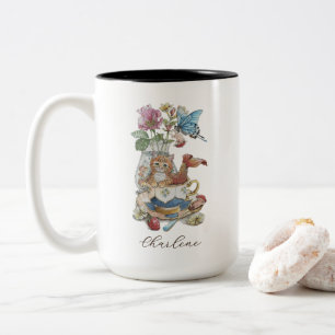 Bicolor Taza Floral de Purrmaid Acuarela Caprichosa