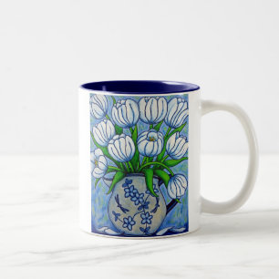Bicolor Taza floral enrrollada de Coffe del "tulipán"