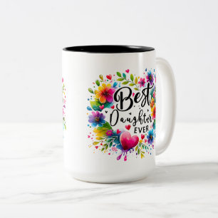 Bicolor Taza Floral Mejor Hija del Mundo