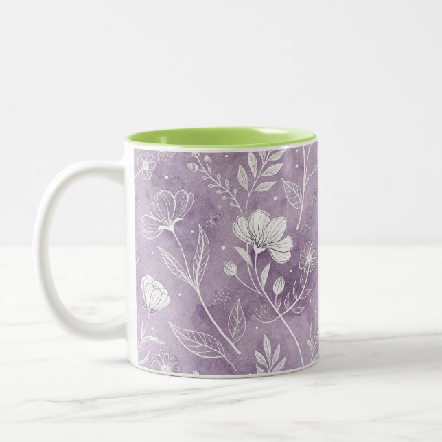Bicolor Taza floral soñadora de dos tonos (Izquierda)