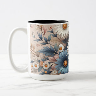 Bicolor Taza Floral Vintage Botánico Taza de Café Aesthe