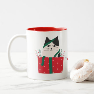 Bicolor Taza Gato Merry Christmas
