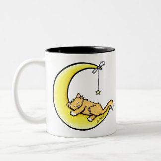 Bicolor Taza Gato Naranja Amor Lunar