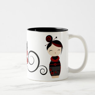 Bicolor Taza gótica de Kokeshi