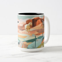 Taza grande con paisaje abstracto occidental