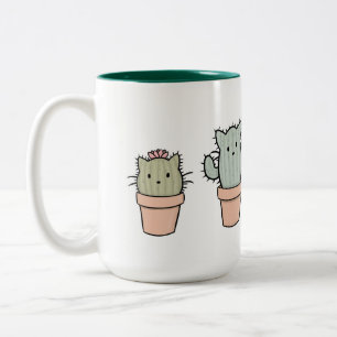 Bicolor Taza grande de la familia de Catcus del Dos-tono