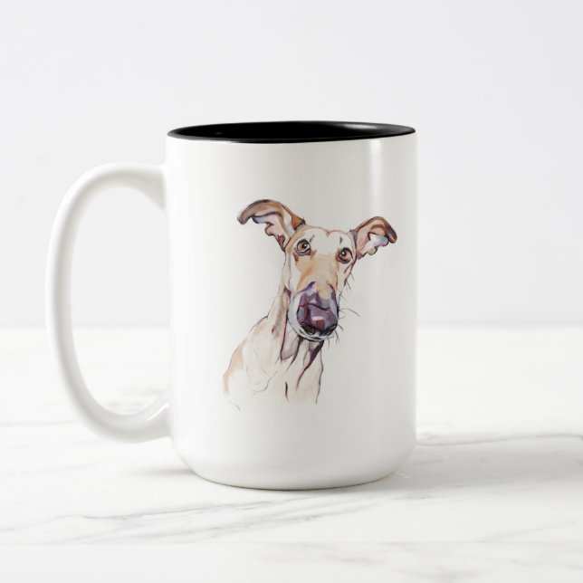 Bicolor Taza Greyhound – Taza de café para mamá perruna (Izquierda)