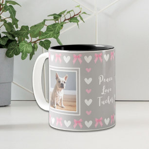 Bicolor Taza gris con 2 fotos de perros