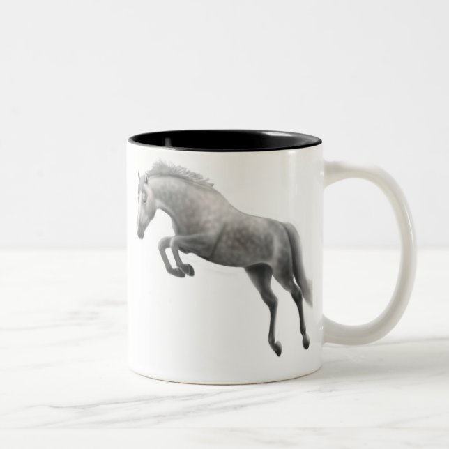 Bicolor Taza gris de salto del caballo (Derecha)