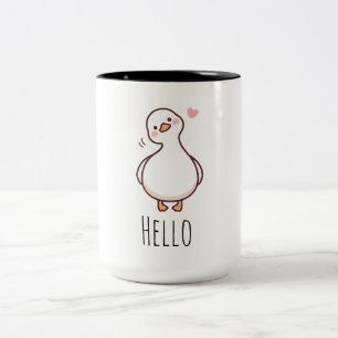 Bicolor Taza Hello Duck Taza de café de pato minimalista