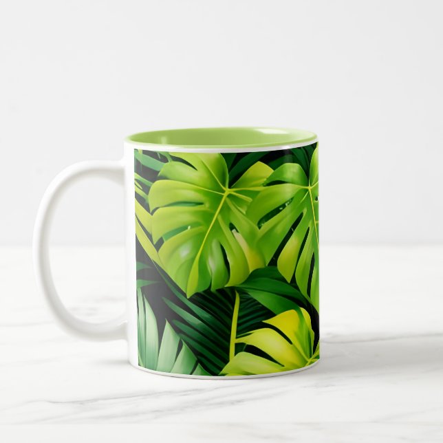 Bicolor Taza Hojas Verdes Tropicales (Izquierda)