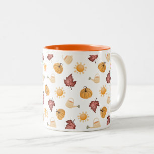 Bicolor Taza «Hola Otoño» Estética acogedora de otoño