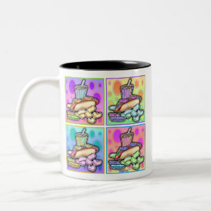 Bicolor Taza - Hot Dog Pop Art con Patatas Fritas y una Be