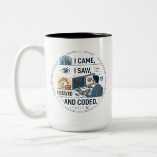 Bicolor Taza I Came I Saw I Me Quedé en Casa y Codifiqué