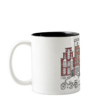 Taza ilustrada de Amsterdam y de las bicis