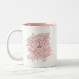 Bicolor Taza ilustrada de ASL - Personalizada rosa
