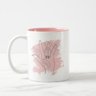 Bicolor Taza ilustrada de ASL - Personalizada rosa