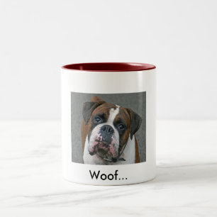 Bicolor Taza imponente del perro del boxeador