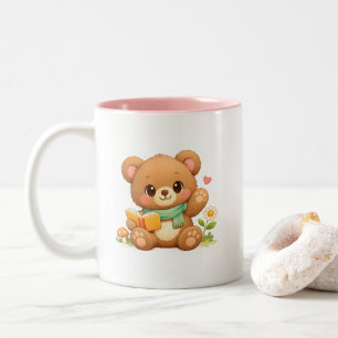 Bicolor Taza infantil de dos tonos   "Oso leyendo un cuent