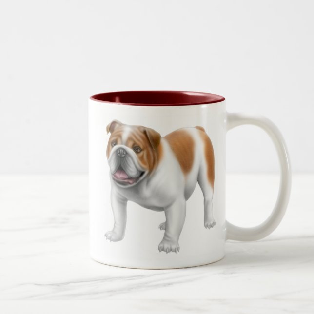 Bicolor Taza inglesa del bulldog (Derecha)