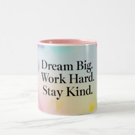 Bicolor Taza Inspiradora – "Sueña Grande. Trabaja Duro. Sé