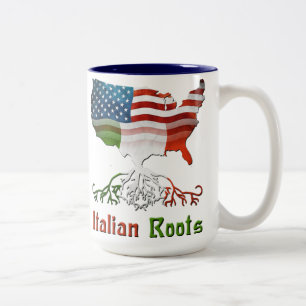 Bicolor Taza italiana americana de las raíces