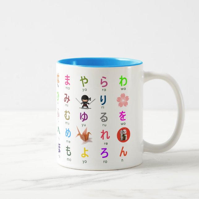 Bicolor Taza japonesa de los Hiragana (Derecha)