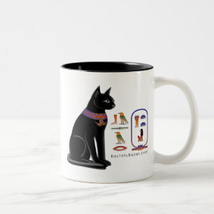Bicolor Taza jeroglífica del gato egipcio