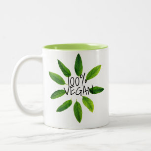 Bicolor Taza libre del vegano de la crueldad, VEGANO 100%